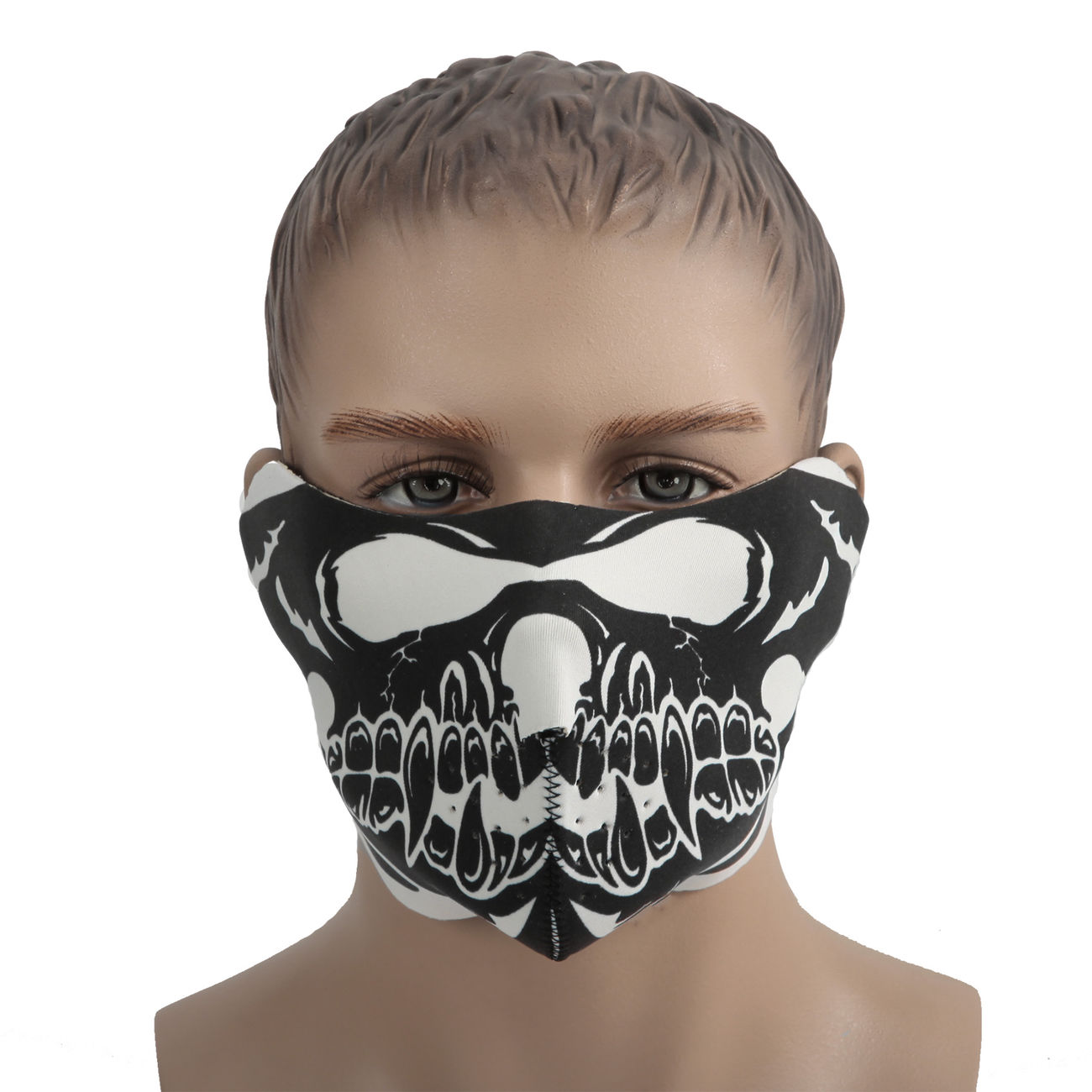 Neopren Halb-Gesichtsmaske wendbar Skull Big Mouth Bild 1