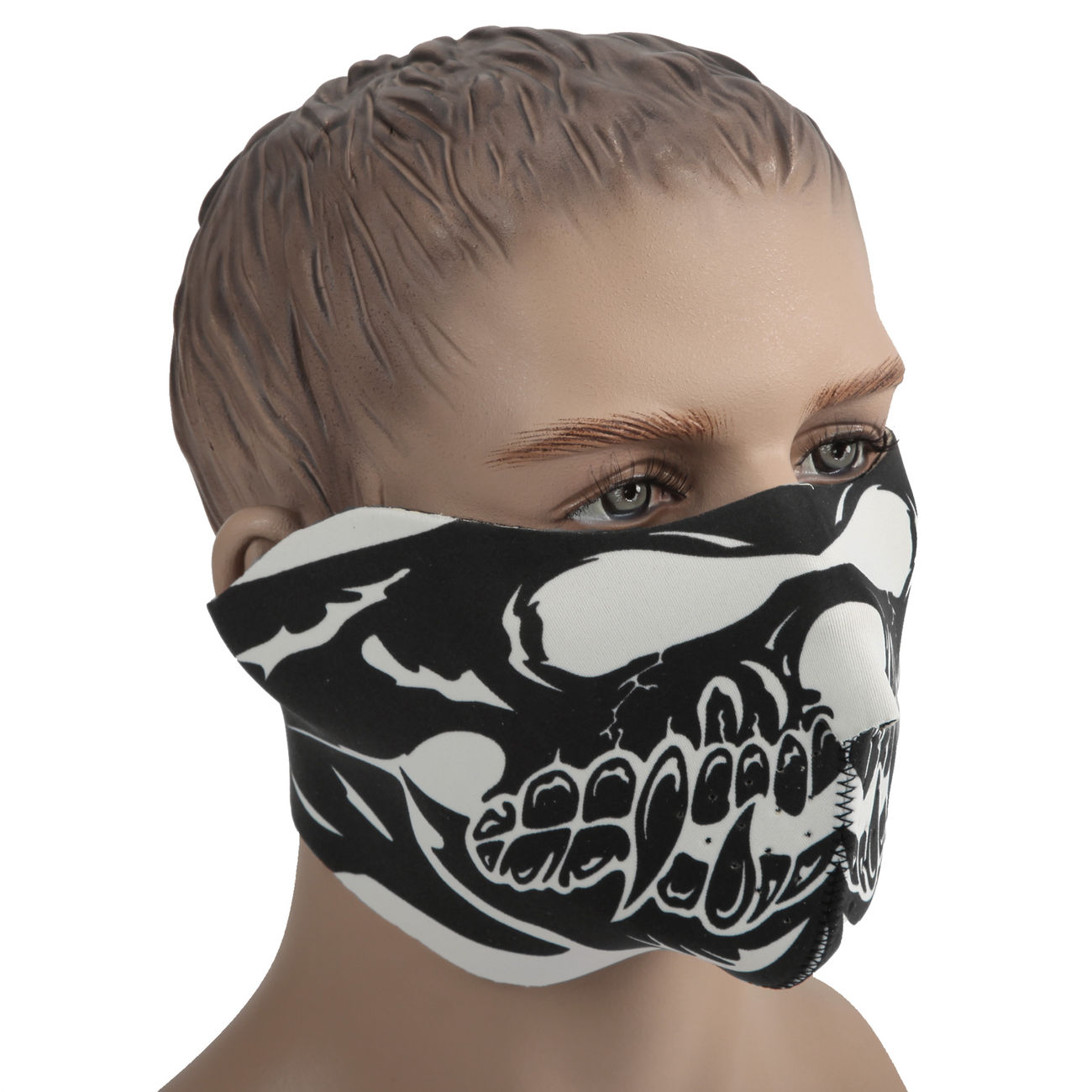 Neopren Halb-Gesichtsmaske wendbar Skull Big Mouth Bild 1