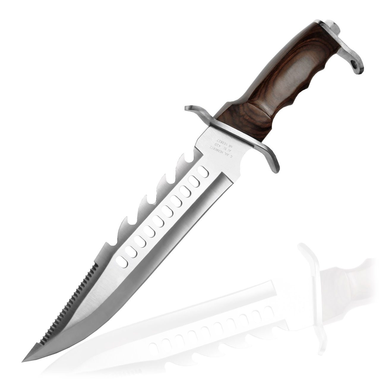 Mega Bowie Messer mit Sägezahnung AISI 420 Stahl