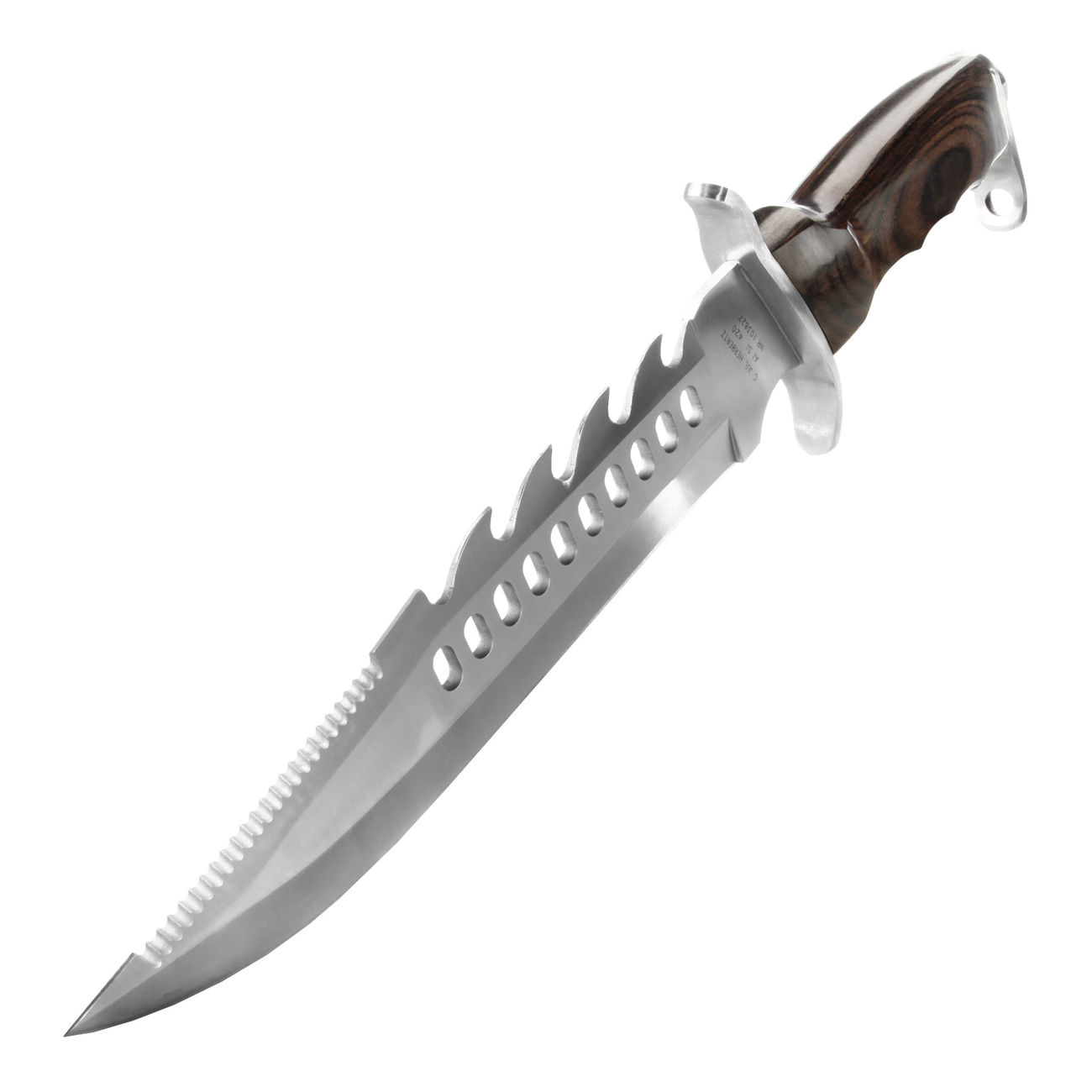 Mega Bowie Messer mit Sägezahnung AISI 420 Stahl Bild 1
