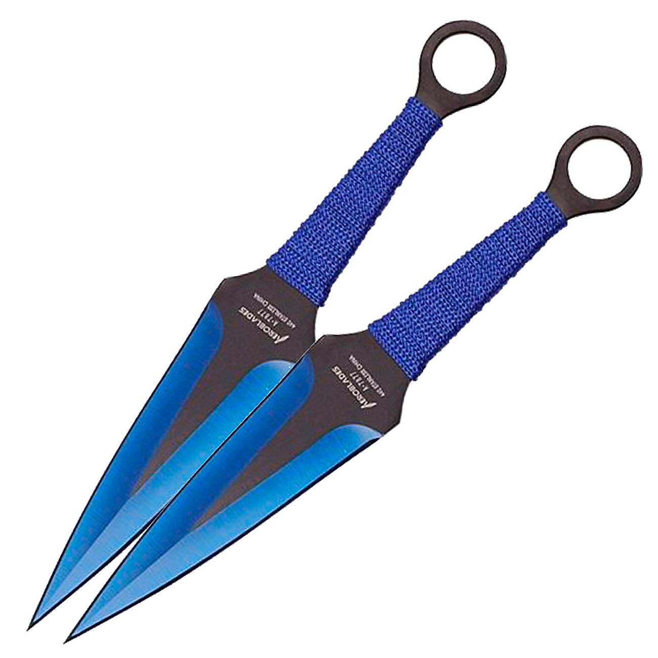 AeroBlades Wurfmesserset Kunai blau 2 Stück mit Etui