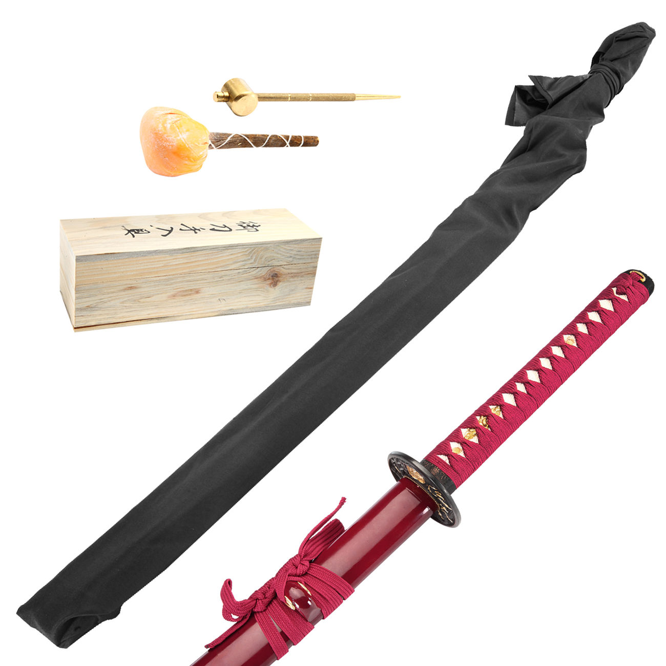 Samuraischwert Red Warrior Katana rot inkl. Aufbewahrungsbox, Schwertpflegeset Bild 3