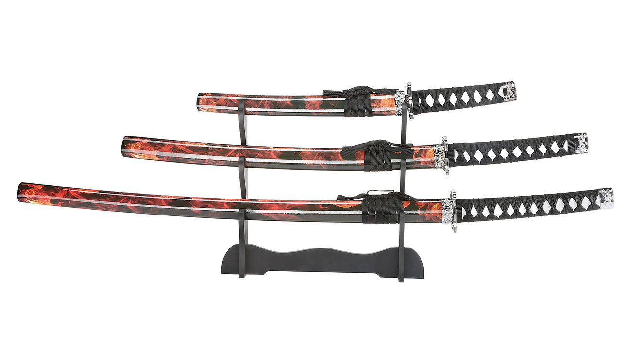 Schwert-Set Samuraigarnitur Beni inkl. Ständer