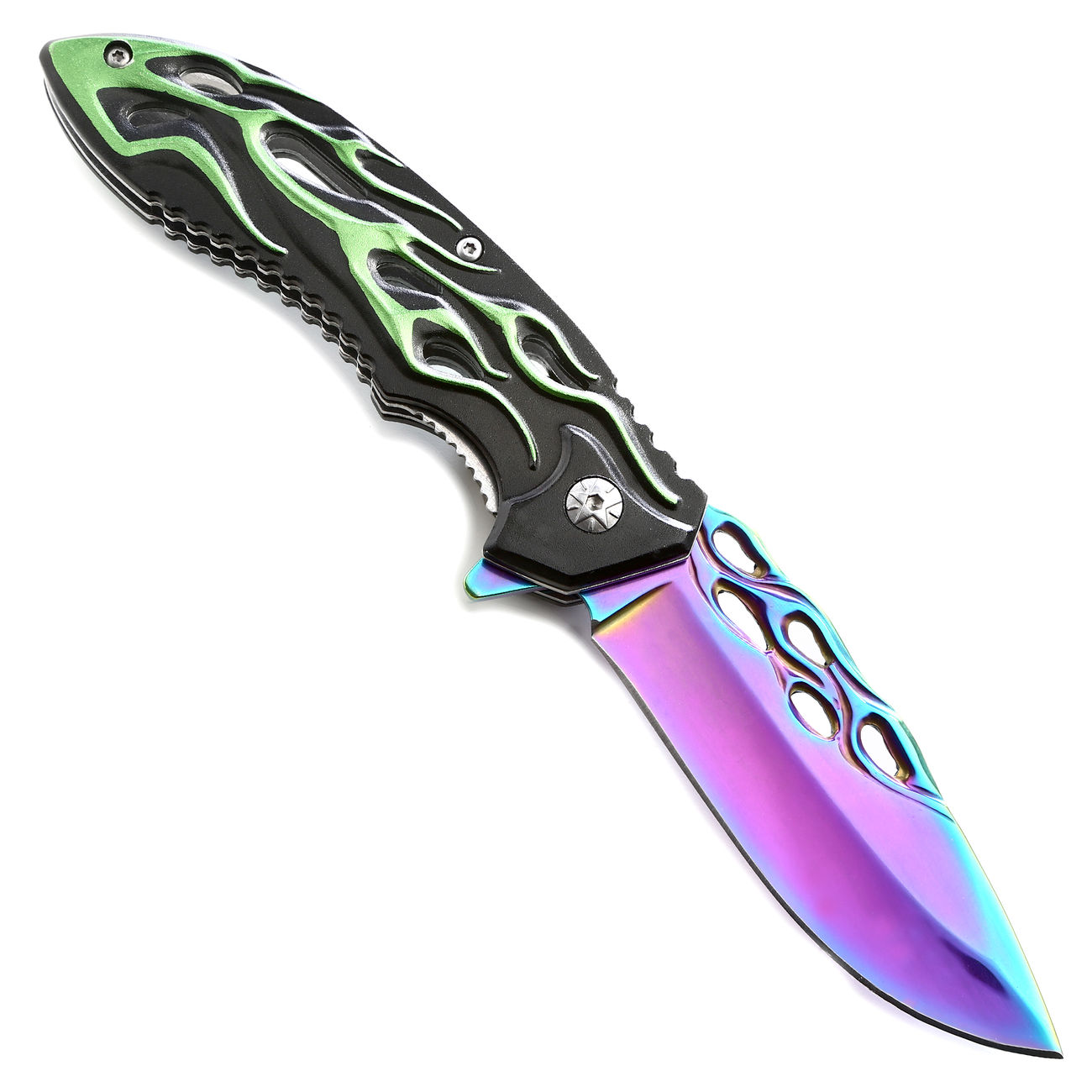 Einhandmesser Green Fire rainbow Bild 1