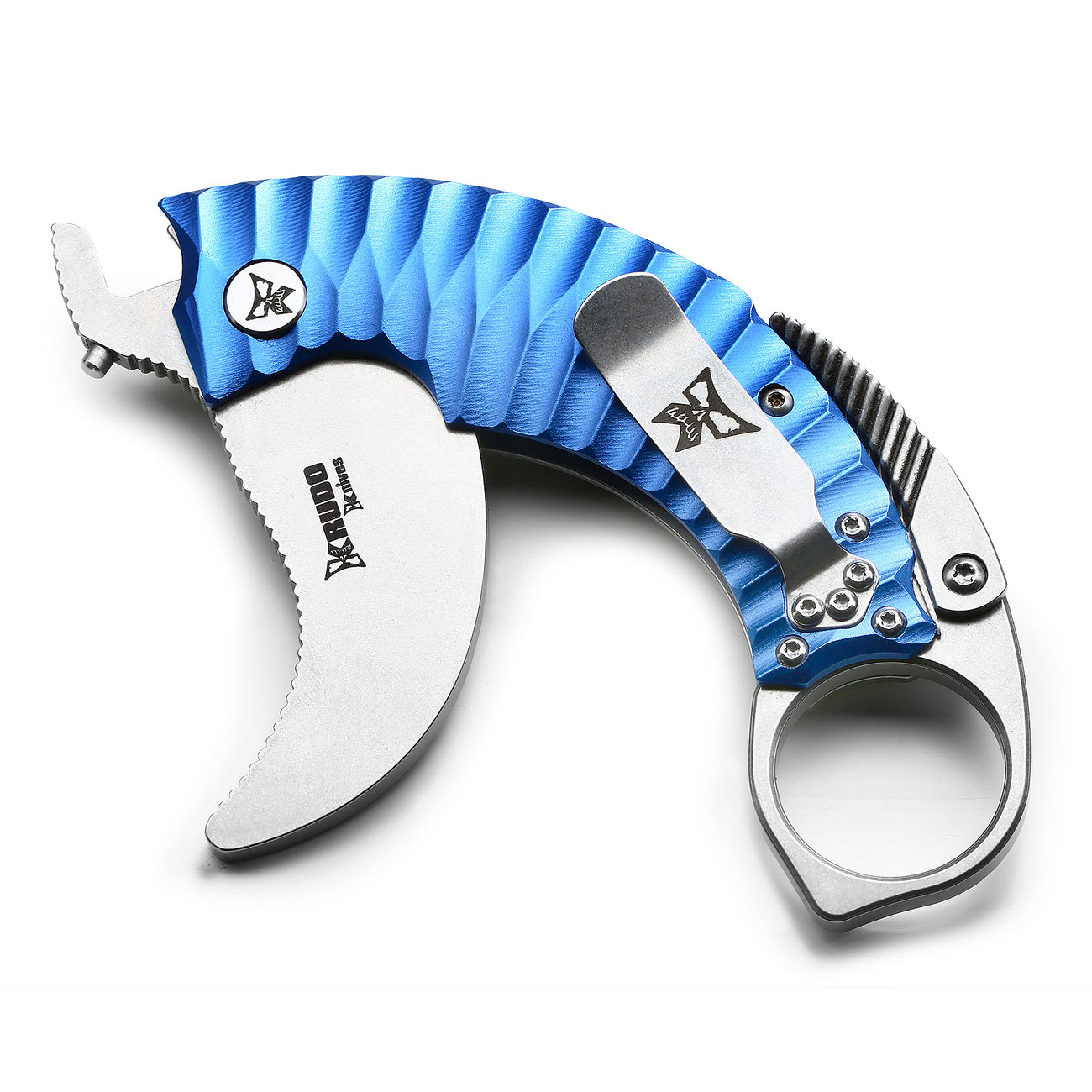 Krudo Knives Trainingskarambit Snag X Controller blau Bild 1