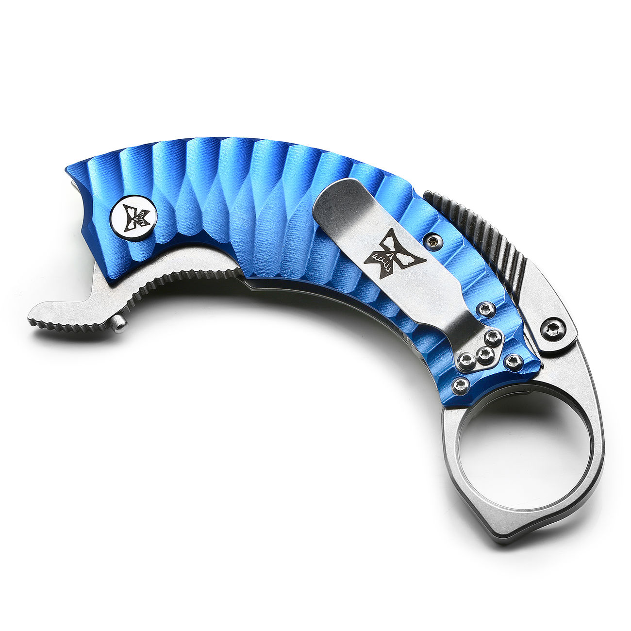 Krudo Knives Trainingskarambit Snag X Controller blau Bild 4