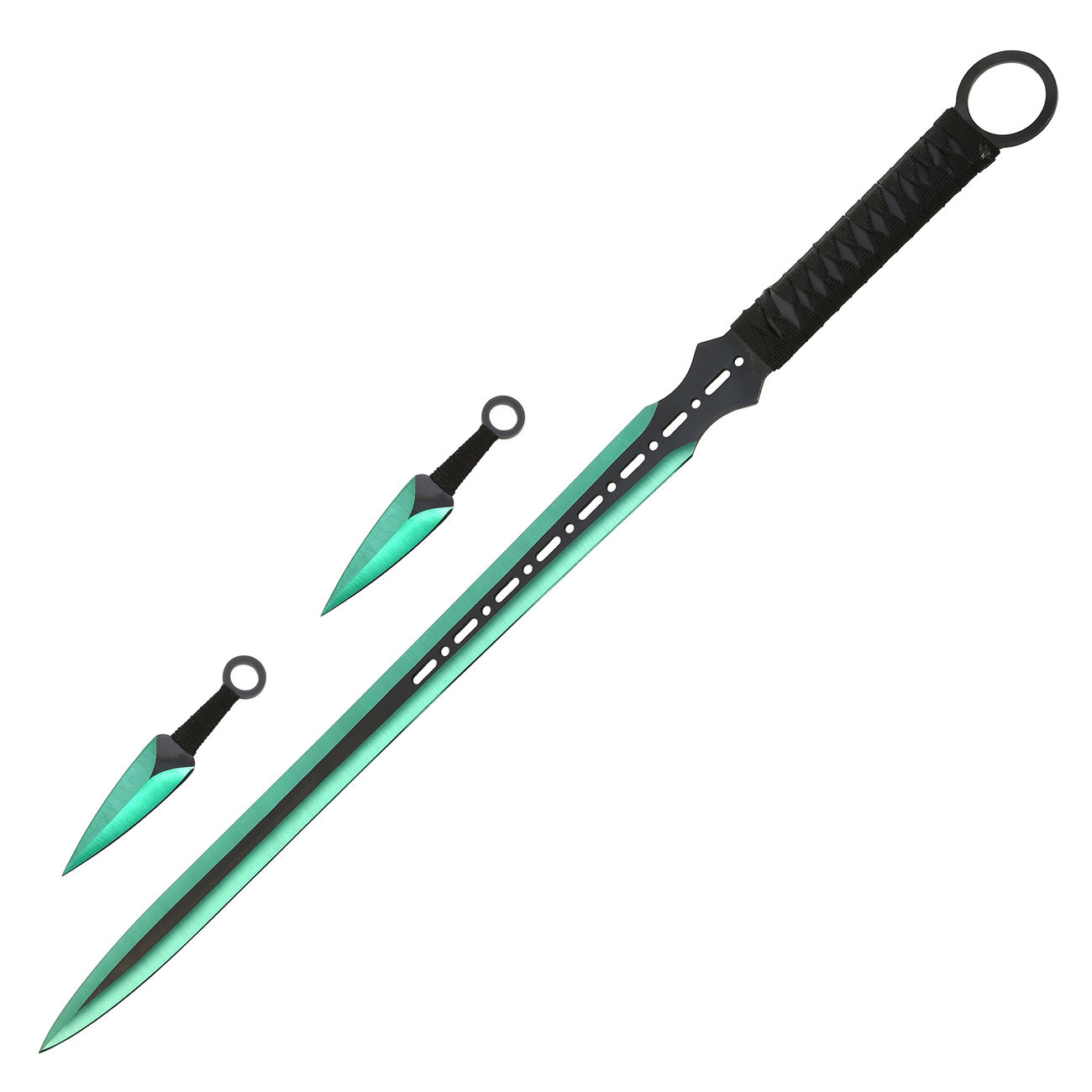 Heros Edge Ninja Schwert Set inkl. 2 Wurfmesser schwarz / grün