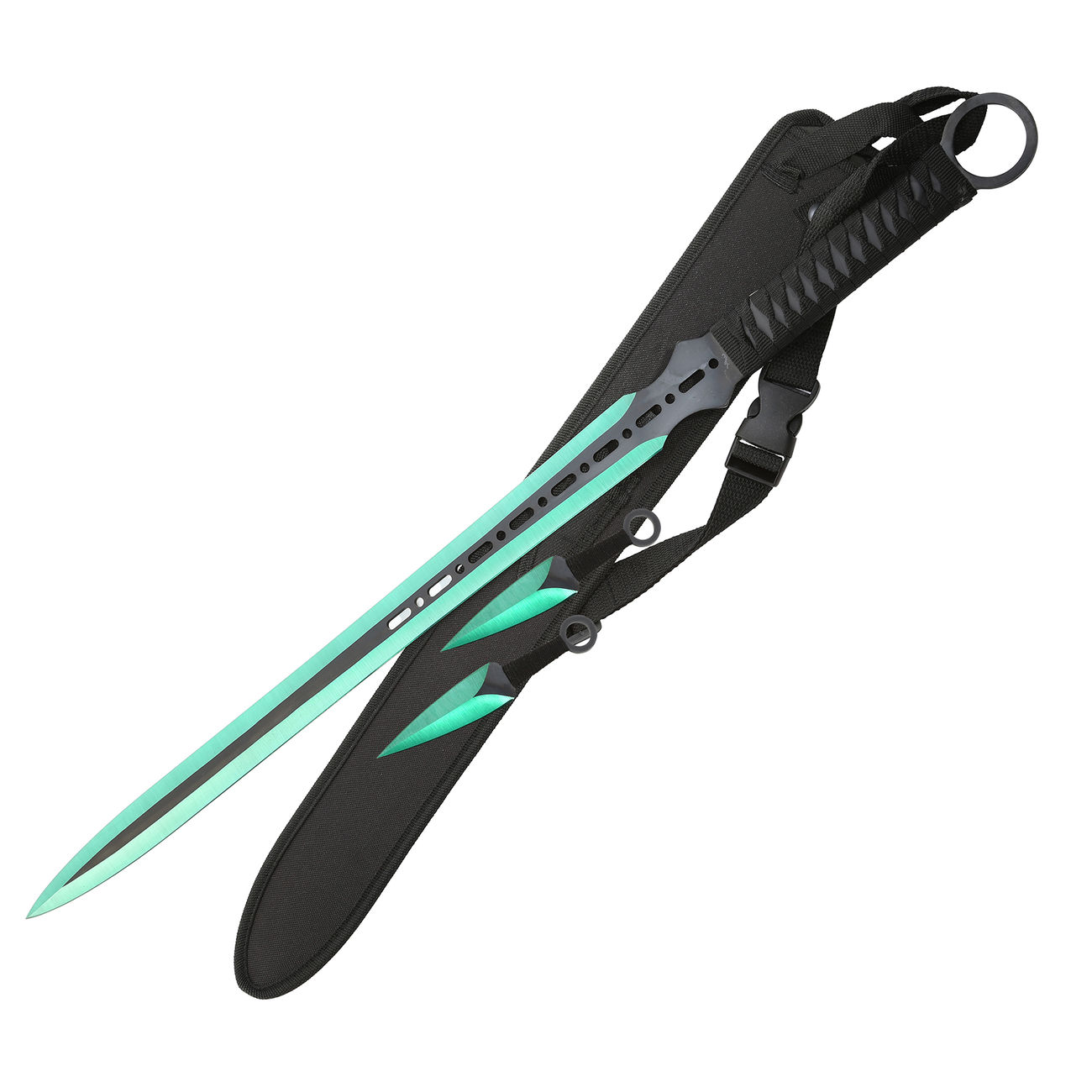 Heros Edge Ninja Schwert Set inkl. 2 Wurfmesser schwarz / grn Bild 1
