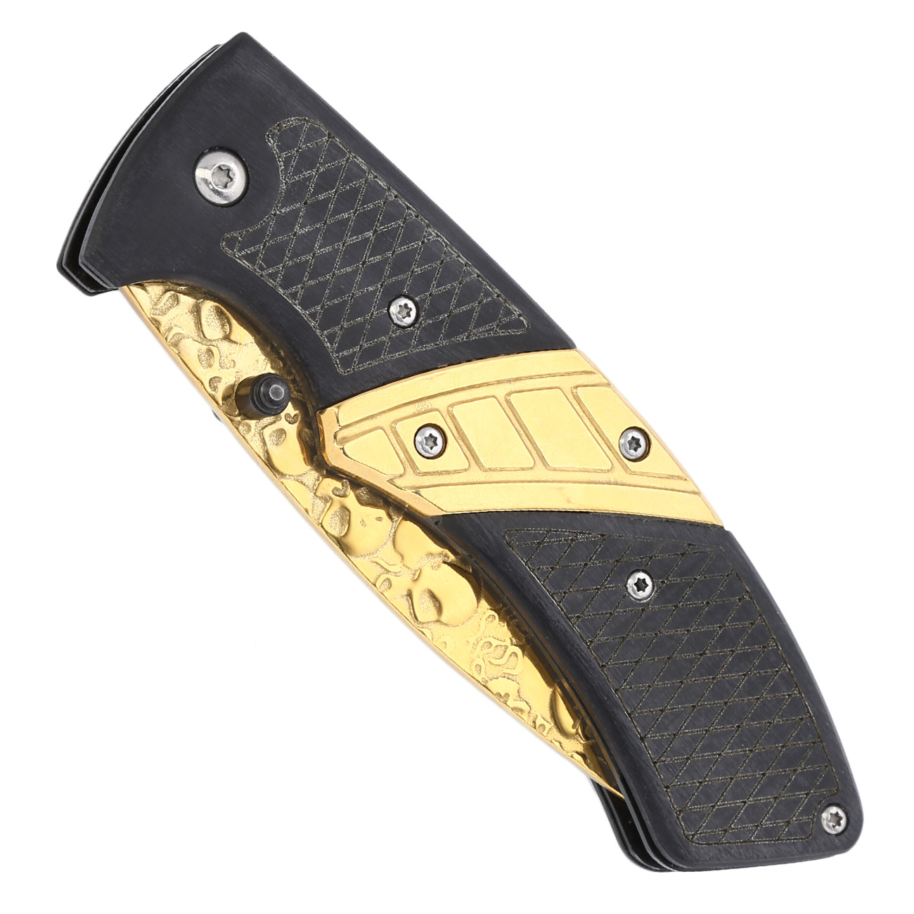 Herbertz Einhandmesser Totenkopf schwarz / gold Bild 4