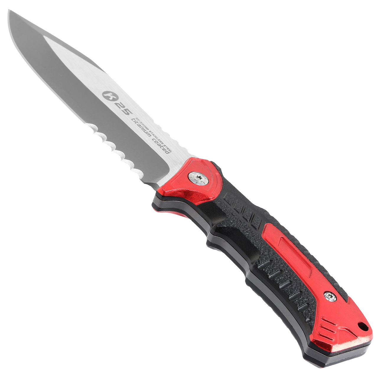 K25 Taktisches Messer Serration schwarz/rot inkl. Nylonscheide Bild 2