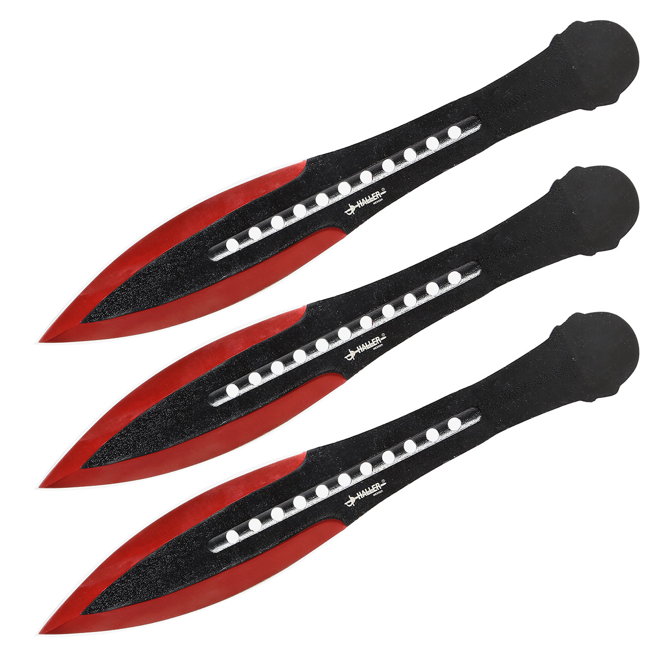 Haller Wurfmesser Set Red Tip rot/schwarz 3-teilig  inkl. Nylonscheide Bild 1