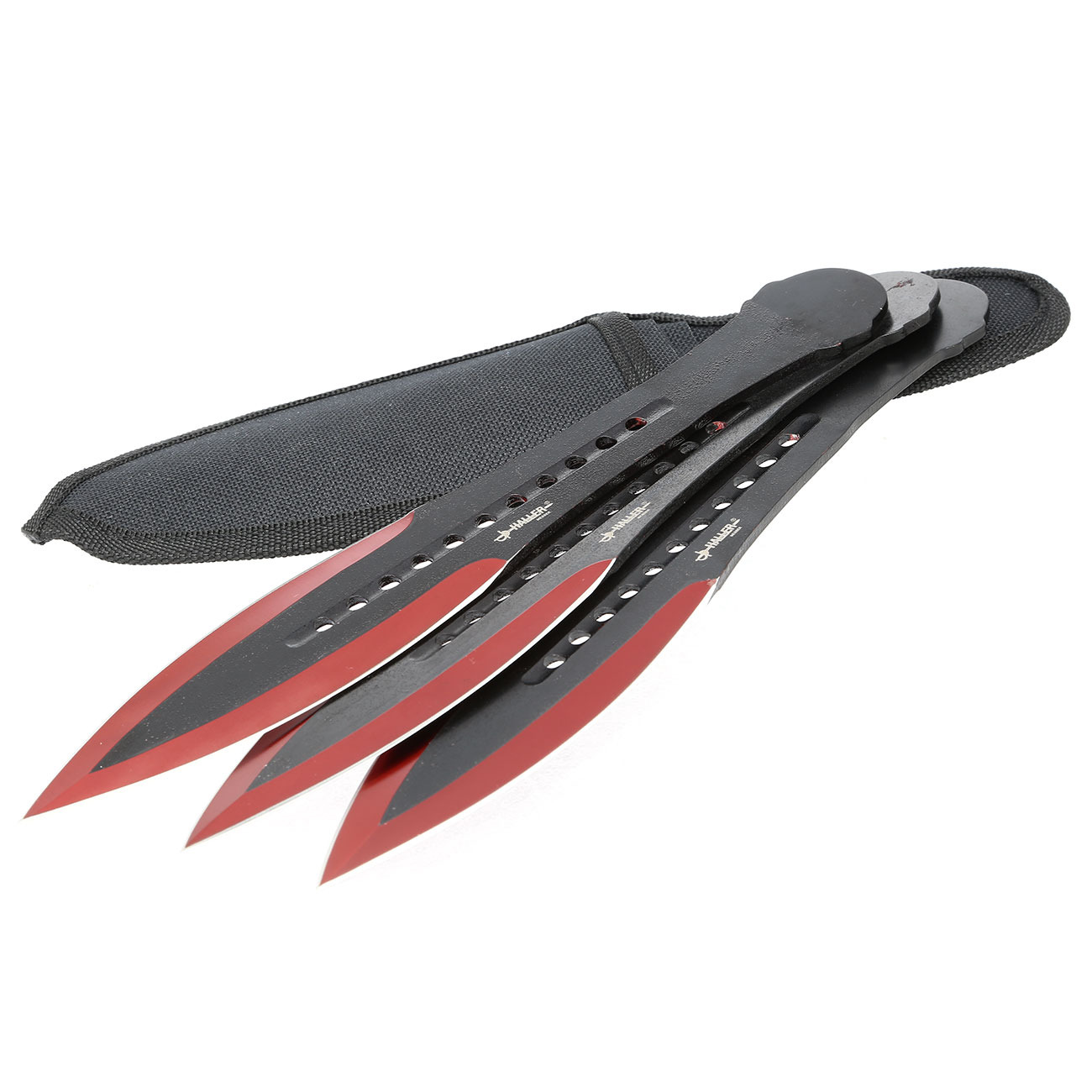 Haller Wurfmesser Set Red Tip rot/schwarz 3-teilig  inkl. Nylonscheide Bild 3