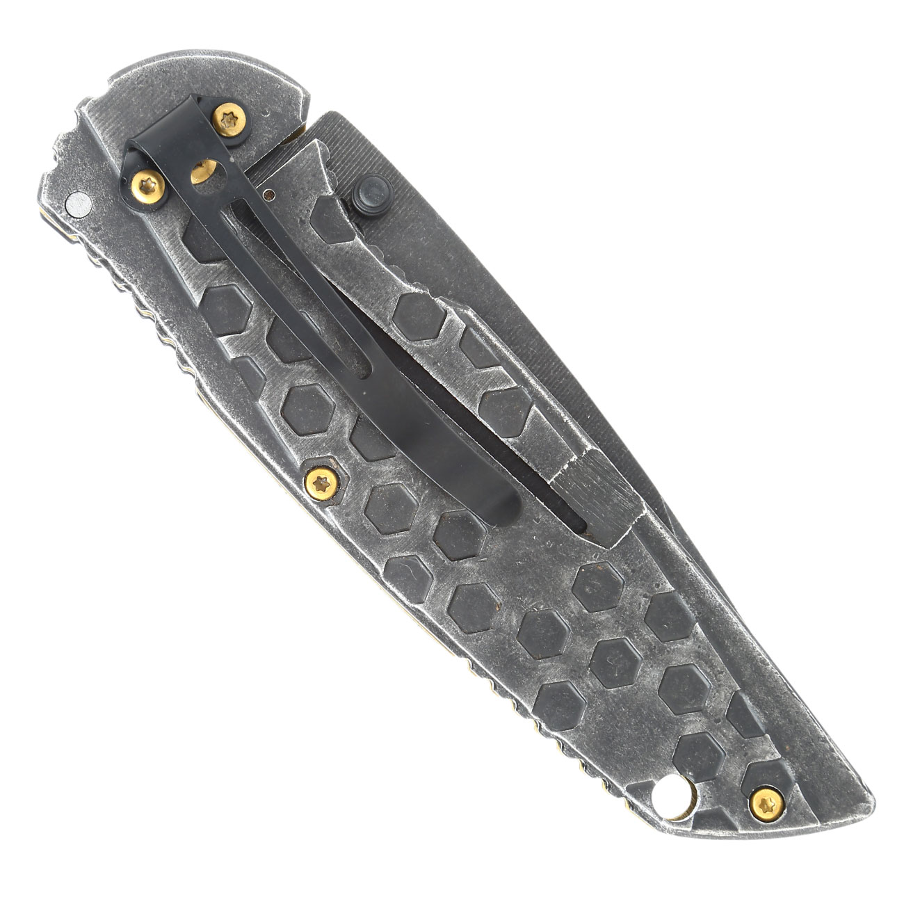 Herbertz Einhandmesser stonewashed metallic grau/messingfarben inkl. Grtelclip Bild 5