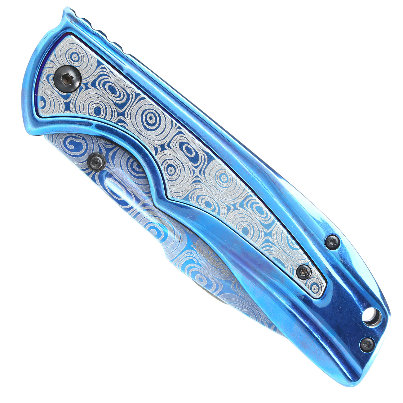 Herbertz Einhandmesser Damastoptik blau mit Gürtelclip Bild 1