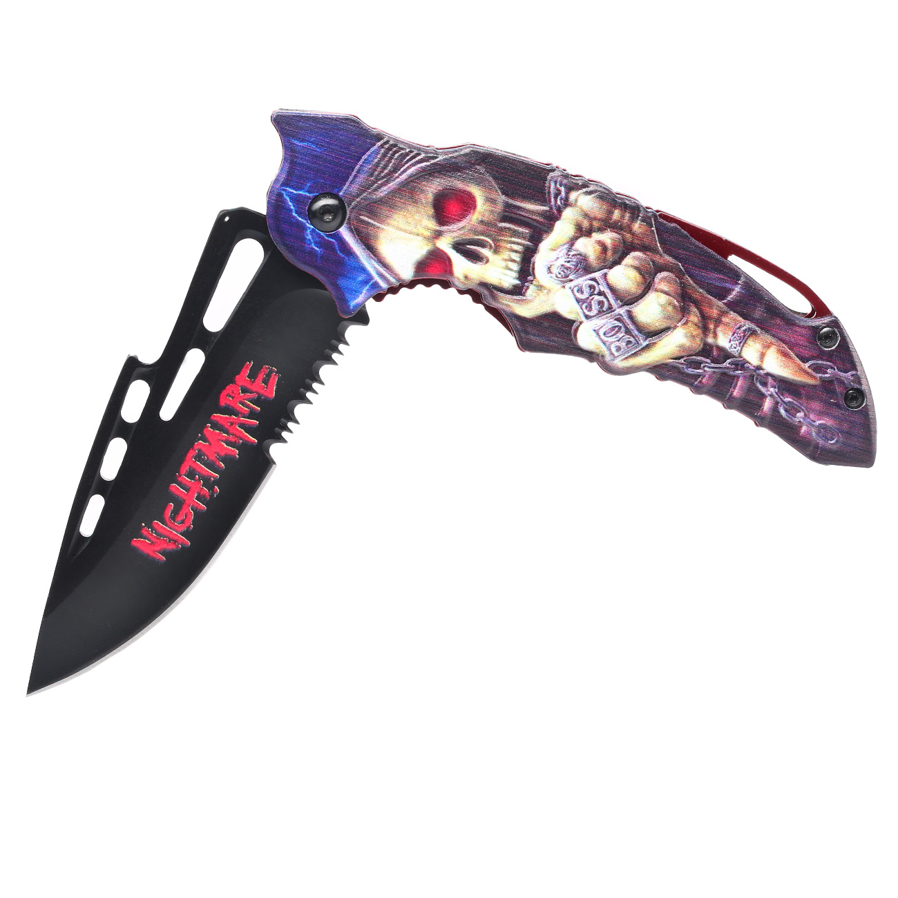 Haller Einhandmesser Nightmare II 3D-Totenkopfmotiv inkl. Grtelclip Bild 3