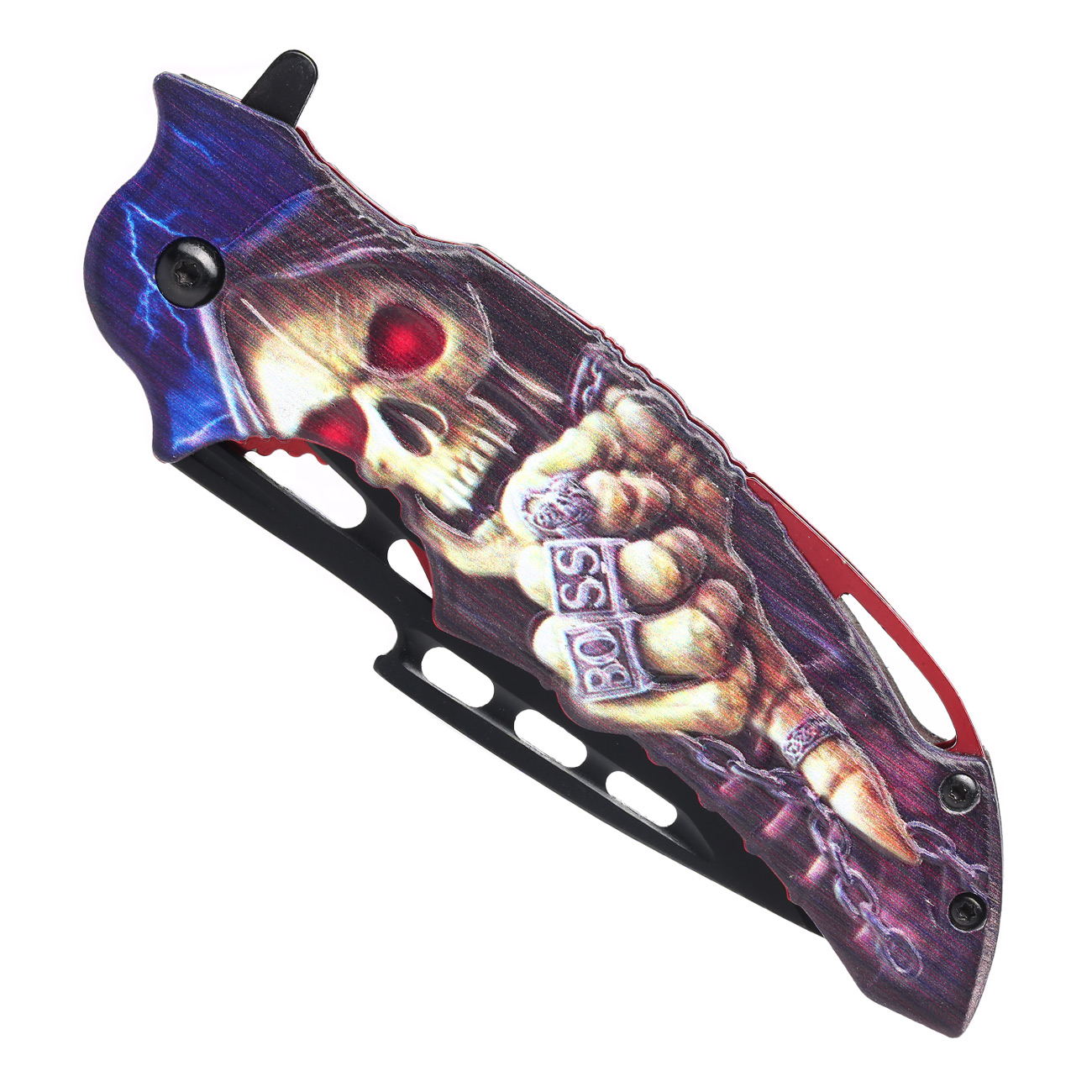 Haller Einhandmesser Nightmare II 3D-Totenkopfmotiv inkl. Gürtelclip Bild 1