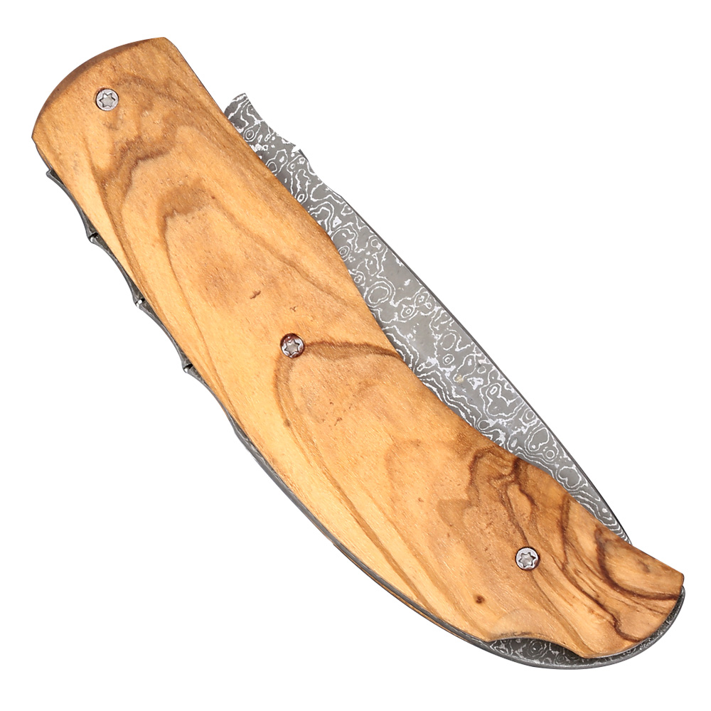 Haller Damast Taschenmesser Olivenholz II mit Holz-Geschenkbox Bild 6