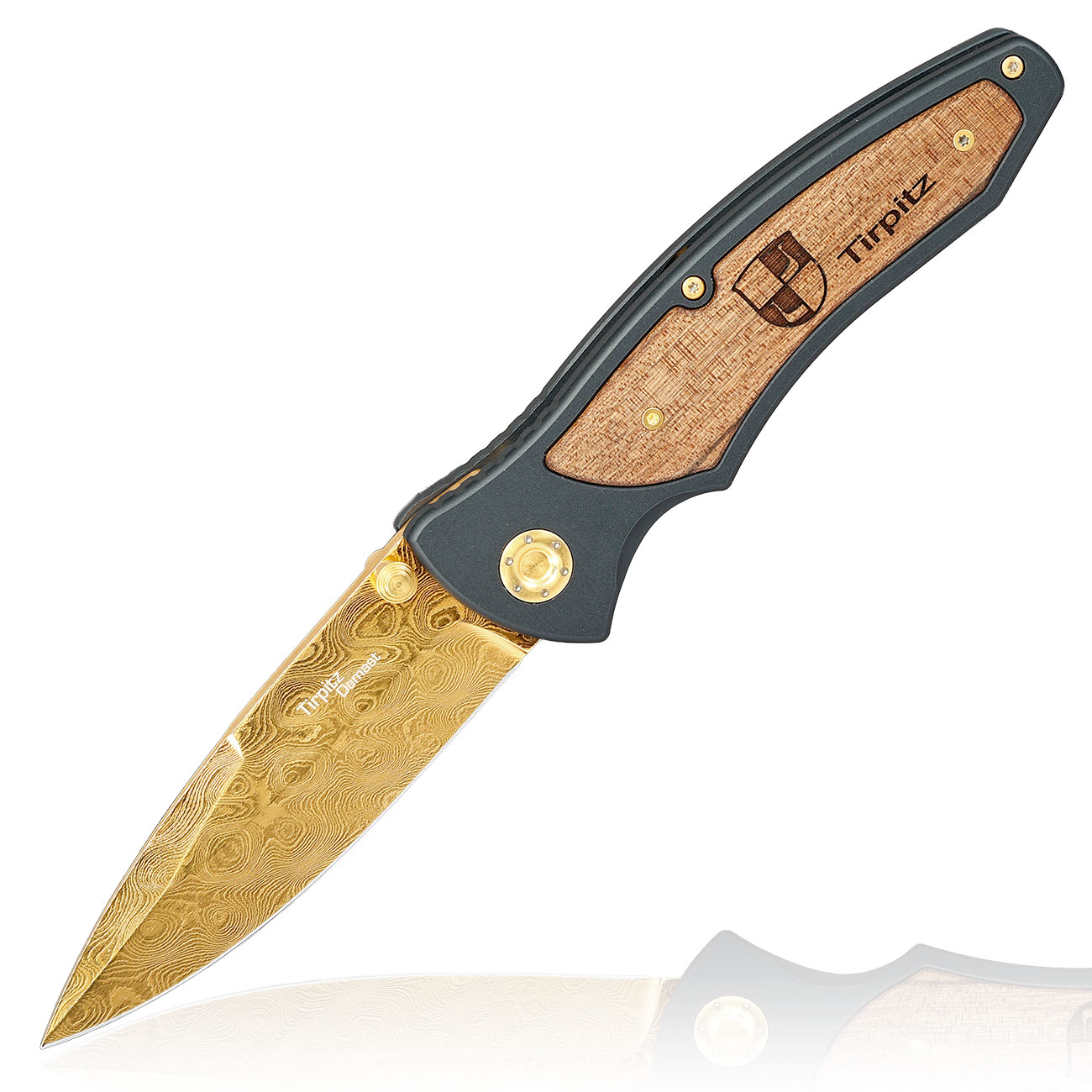 B�ker Tirpitz Damast Gold Sammlermesser