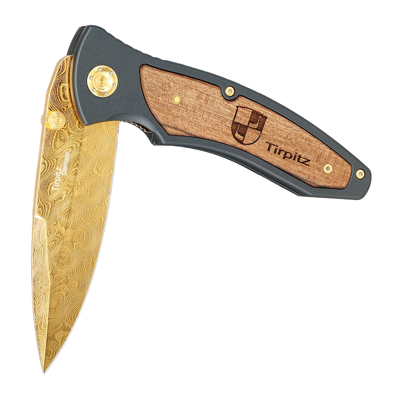 B�ker Tirpitz Damast Gold Sammlermesser Bild 3