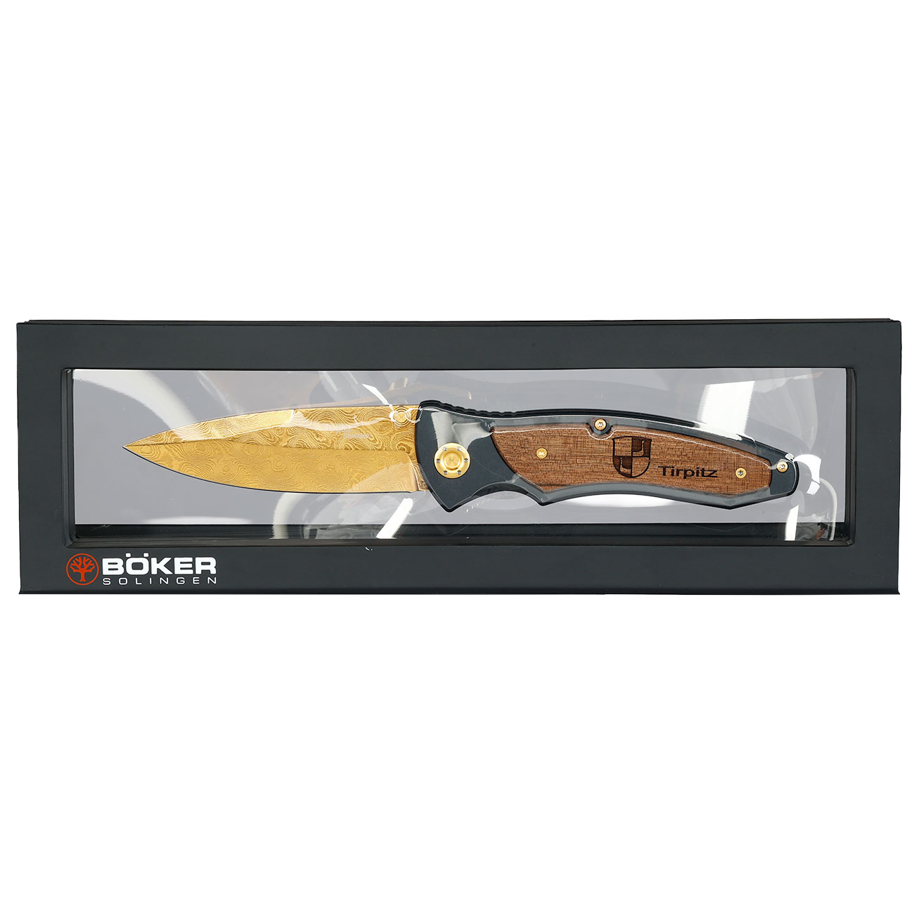 B�ker Tirpitz Damast Gold Sammlermesser Bild 6