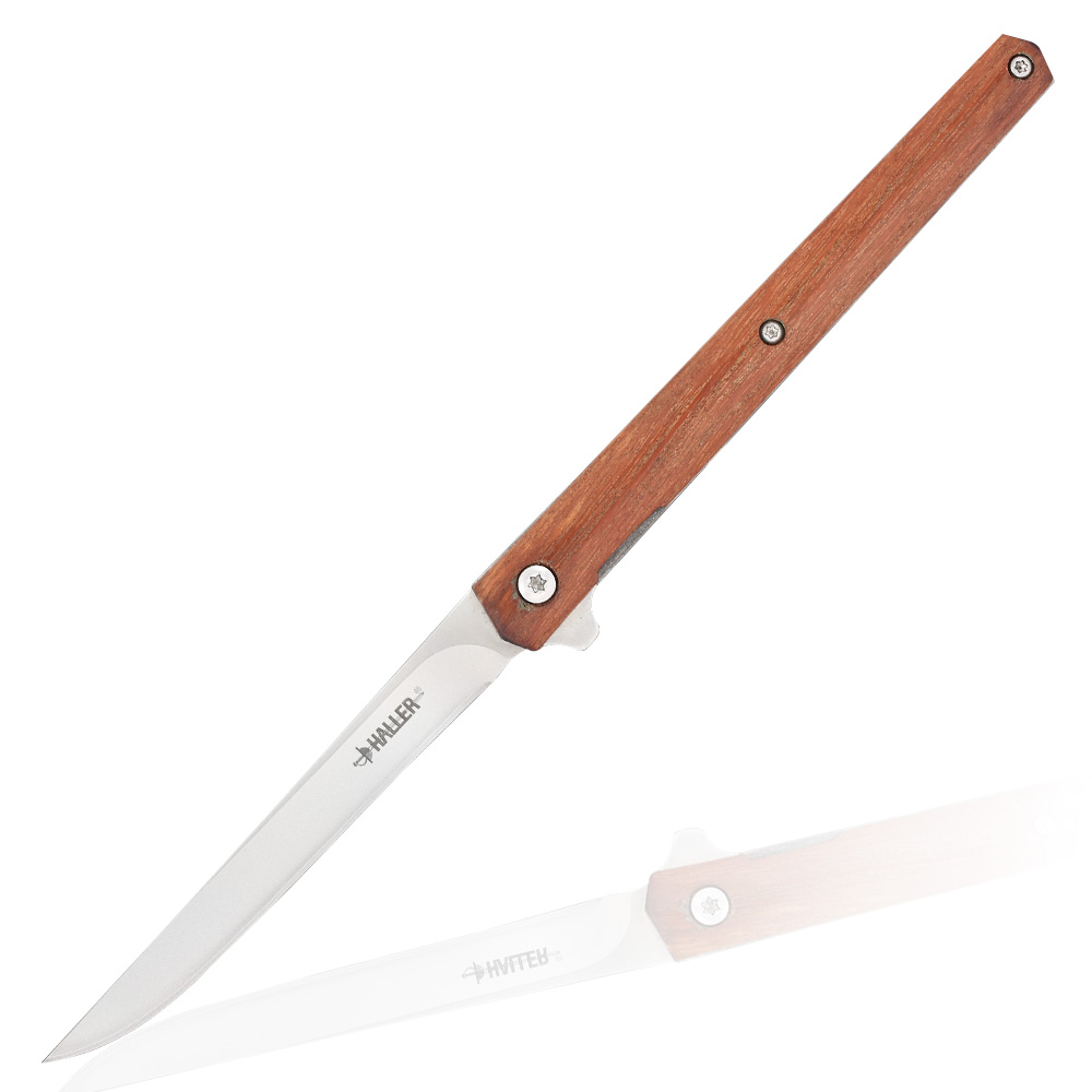 Haller Einhandmesser Slim Sandelholz inkl. Lederetui