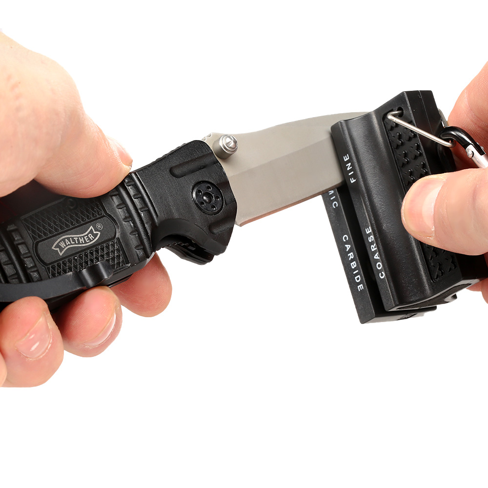 Black Ice Messerschärfer 2 in 1 mit Kugelkette für Messer und Scheren schwarz 