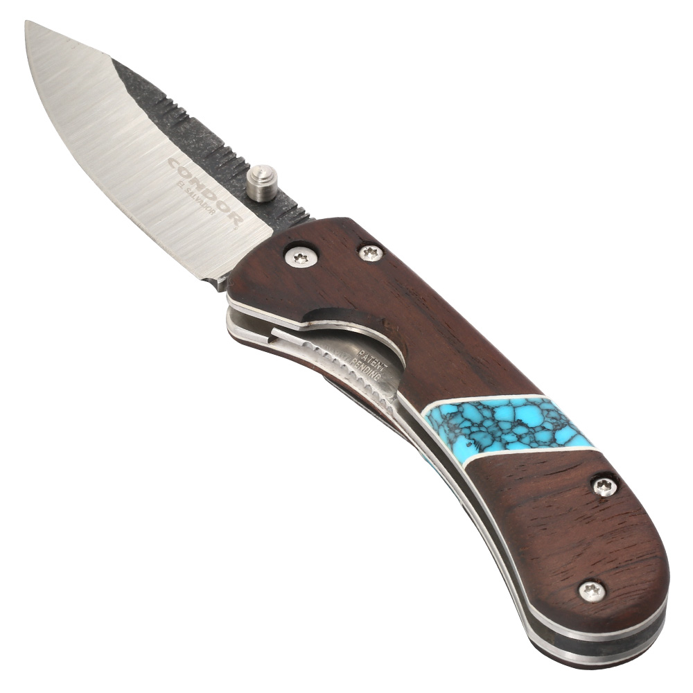 Condor Einhandmesser Blue River Hunter Folder Walnussholzgriffschalen silber/braun Bild 2