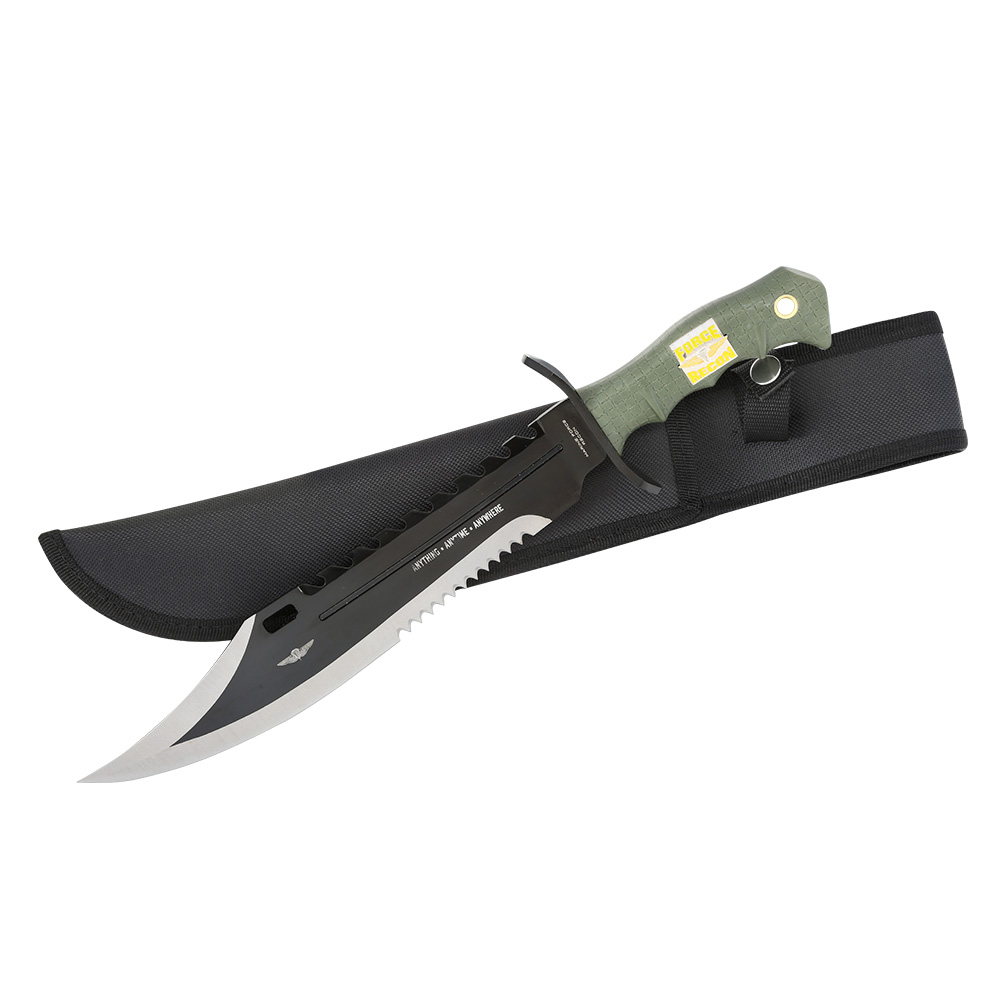 United Cutlery Outdoormesser Marine Force Recon Bowie inkl. Nylonscheide schwarz/oliv Bild 2