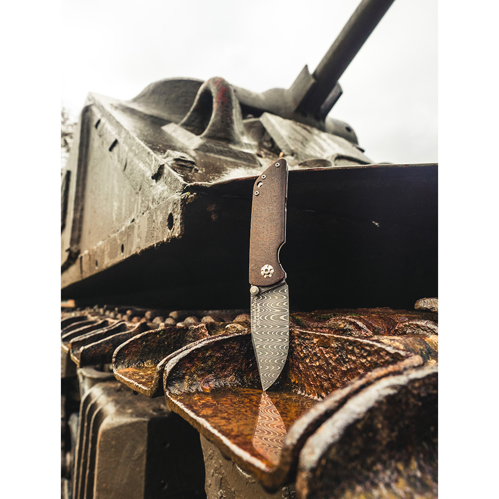 Böker Damast Sammlermesser M4 Sherman 80 Lagen 58 HRC Jute-Micarta schwarz/braun Bild 9