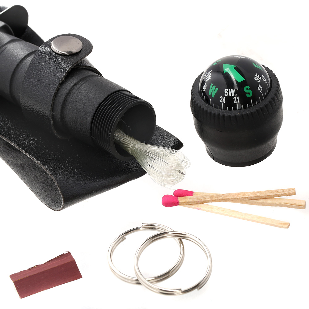 Outdoormesser Survival mit Kompass und Zubehör schwarz Bild 1