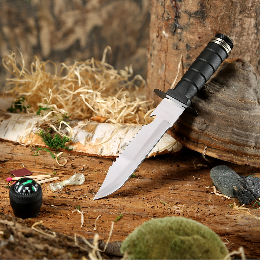 Outdoormesser Survival mit Kompass und Zubehr schwarz Bild 5