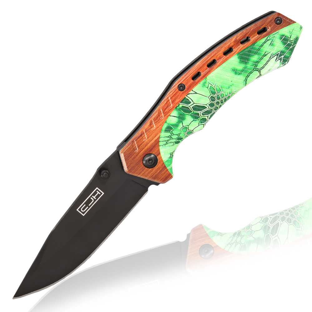 CJH Einhandmesser Holz/Camo inkl. Grtelclip