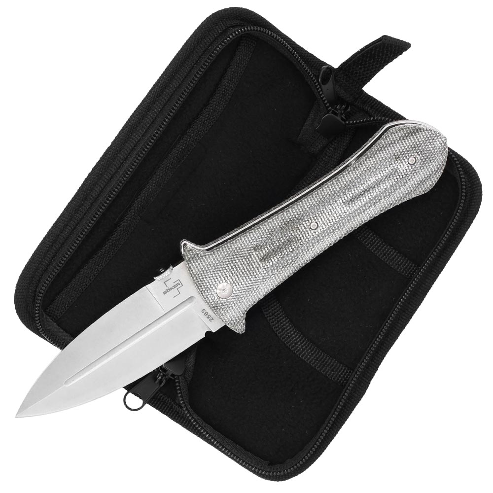 Bker Plus Einhandmesser Pocket Smatchet Micarta grau inkl. Messertasche Bild 6