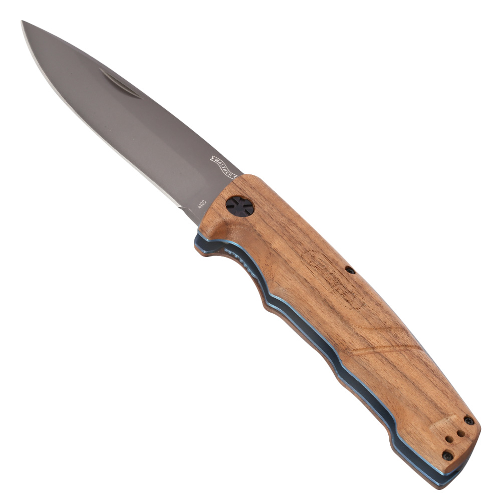 Walther Taschenmesser BWK 7 Blue Wood Knife inkl. Lederscheide und Grtelclip Bild 1