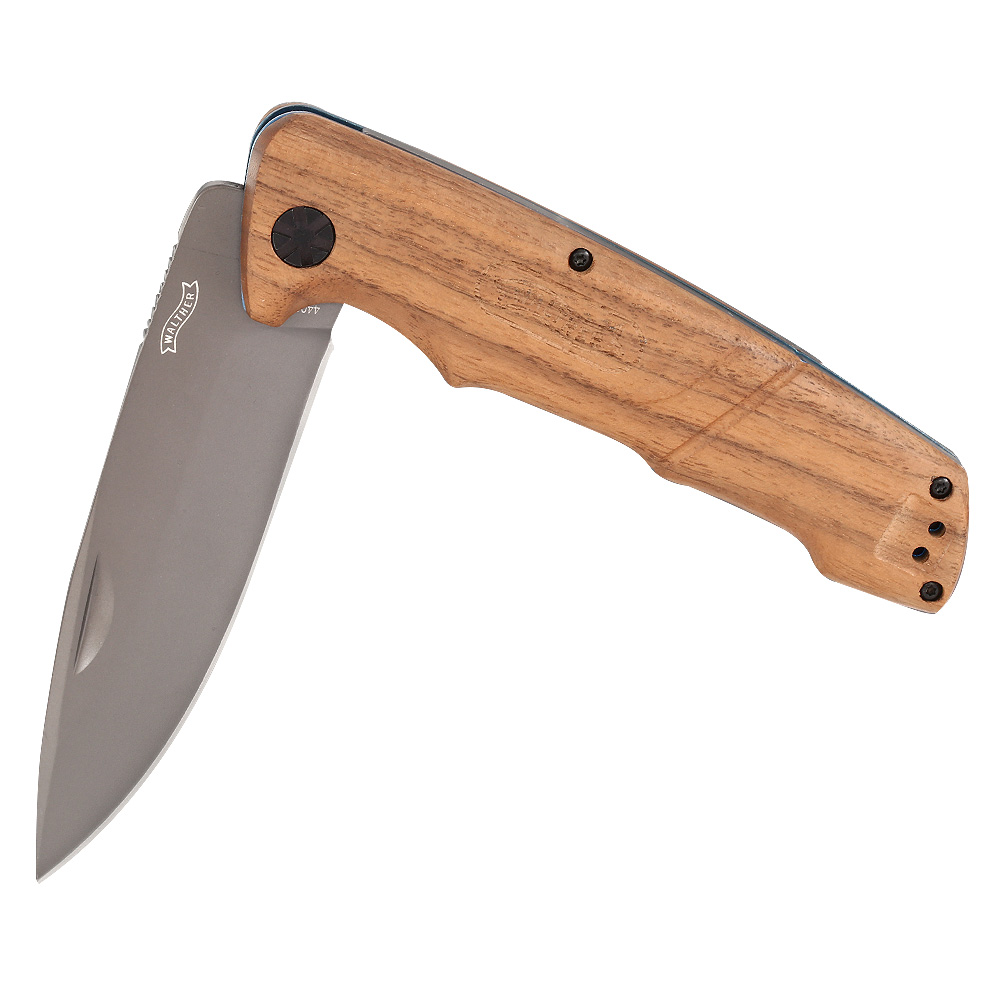 Walther Taschenmesser BWK 7 Blue Wood Knife inkl. Lederscheide und Grtelclip Bild 1