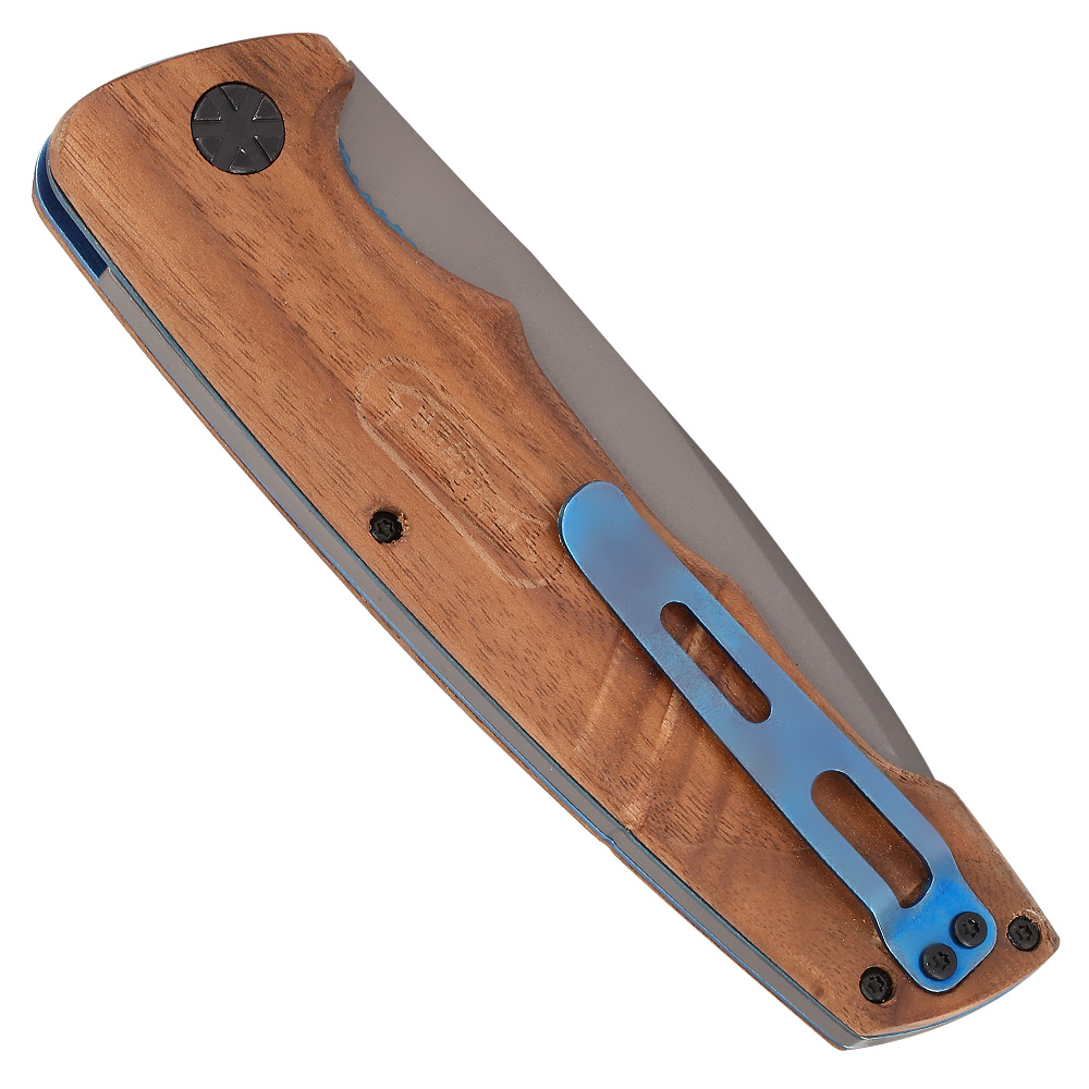 Walther Taschenmesser BWK 7 Blue Wood Knife inkl. Lederscheide und Grtelclip Bild 1