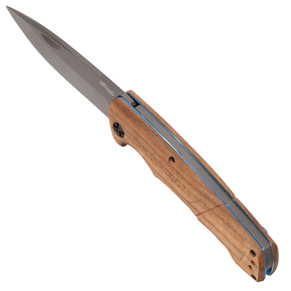 Walther Taschenmesser BWK 7 Blue Wood Knife inkl. Lederscheide und Grtelclip Bild 1
