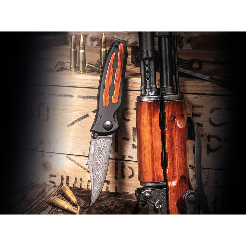 Bker Damast Sammlermesser Kalashnikov Bajonett 80 Lagen schwarz/braun Bild 1