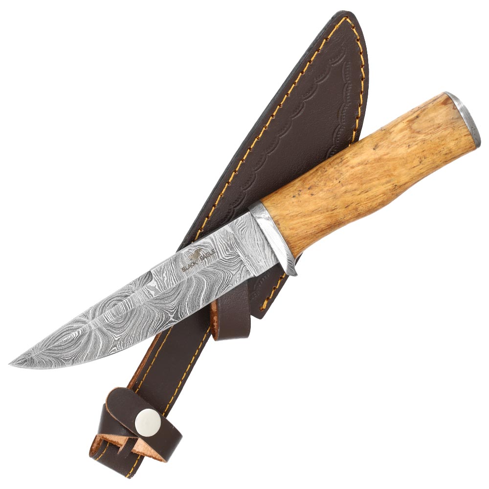 Black Eagle Damastmesser Outlander inkl. Lederscheide und Holzschatulle Bild 4