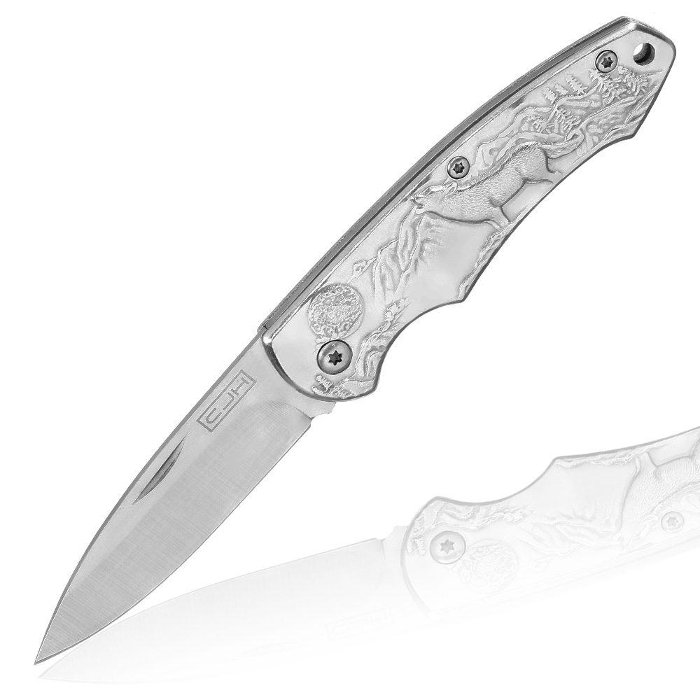 CJH Taschenmesser Wolf silber