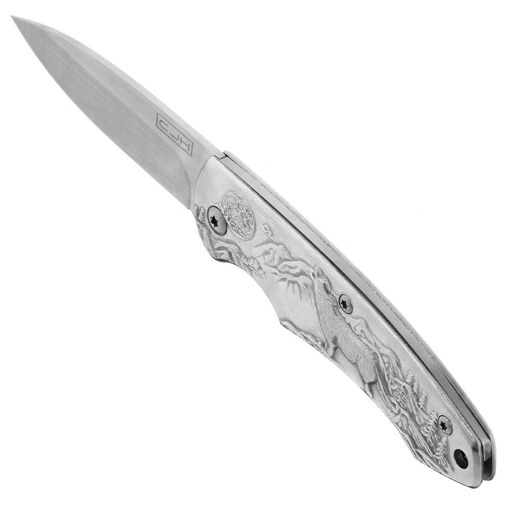 CJH Taschenmesser Wolf silber Bild 6