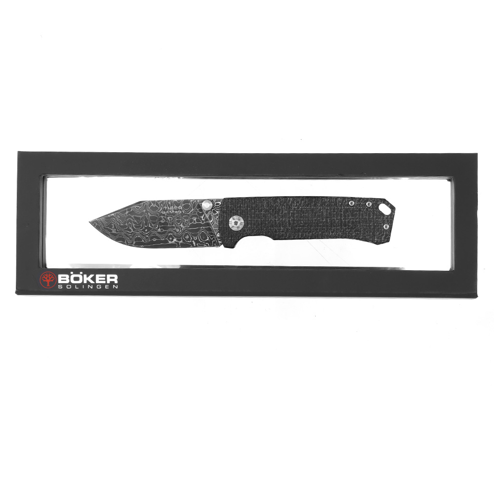 Bker Damast Sammlermesser Tiger 58 HRC Jute-Micarta schwarz/braun Bild 7