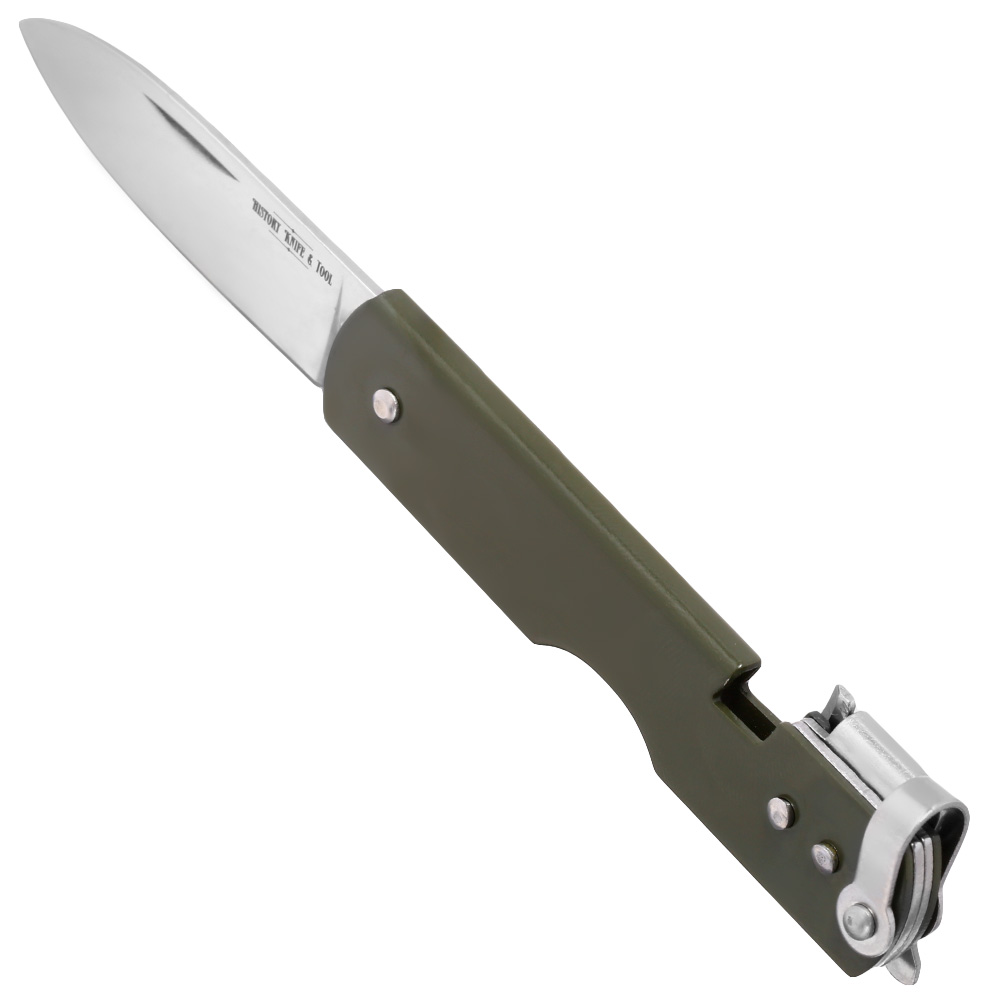 History Knife & Tool Taschenmesser Japenese Army Pen Knife Can Opener oliv inkl. Dosenffner Bild 7