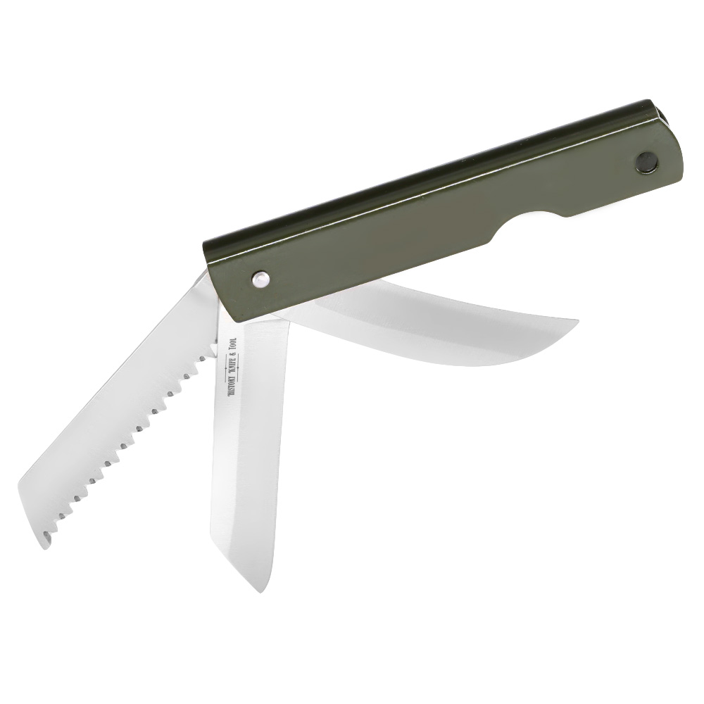 History Knife & Tool Taschenmesser Japenese Army Pen Knife Saw & Hawkbill oliv Bild 4
