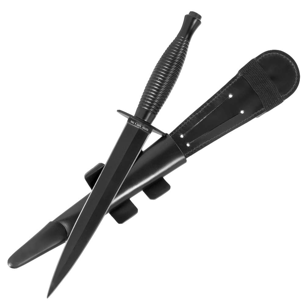 History Knife & Tool Dolch Commando Dagger schwarz inkl. Ledergrtelscheide Bild 2