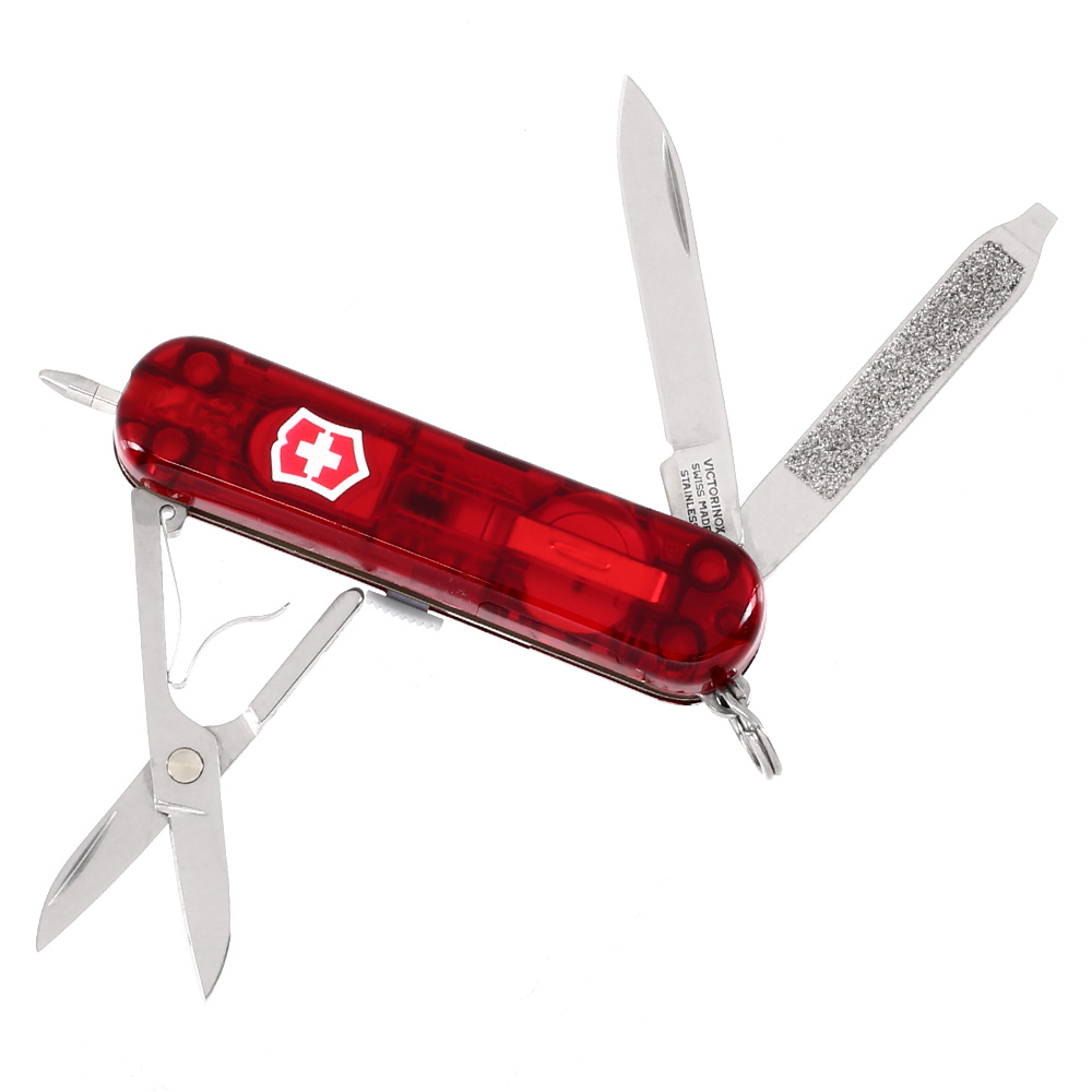 Victorinox Taschenmesser Signature Lite rot transparent inkl. Kugelschreiber, LED Lampe