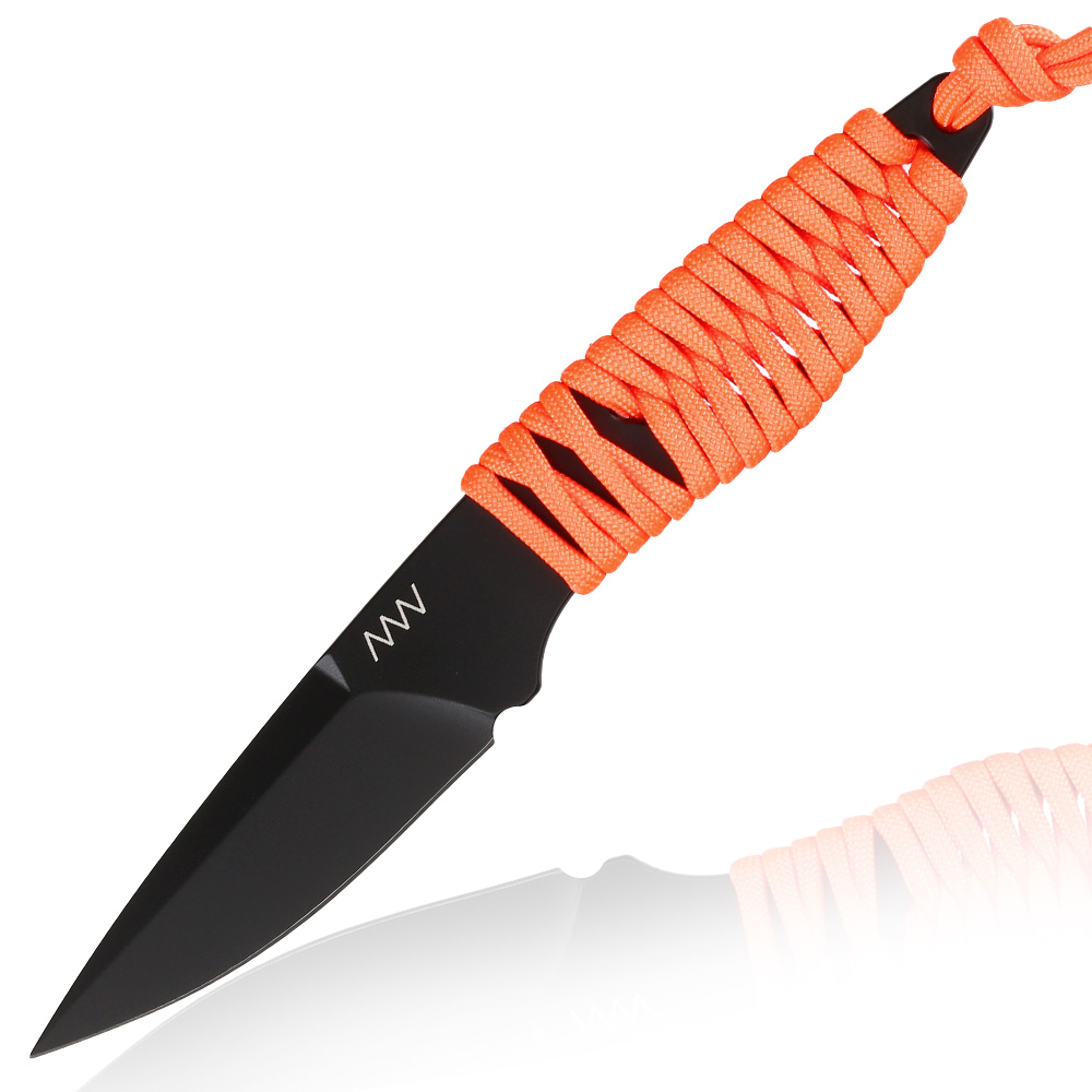 ANV Knives Neck Knife P100 Sleipner Stahl Cerakote schwarz/orange inkl. Kydex Scheide