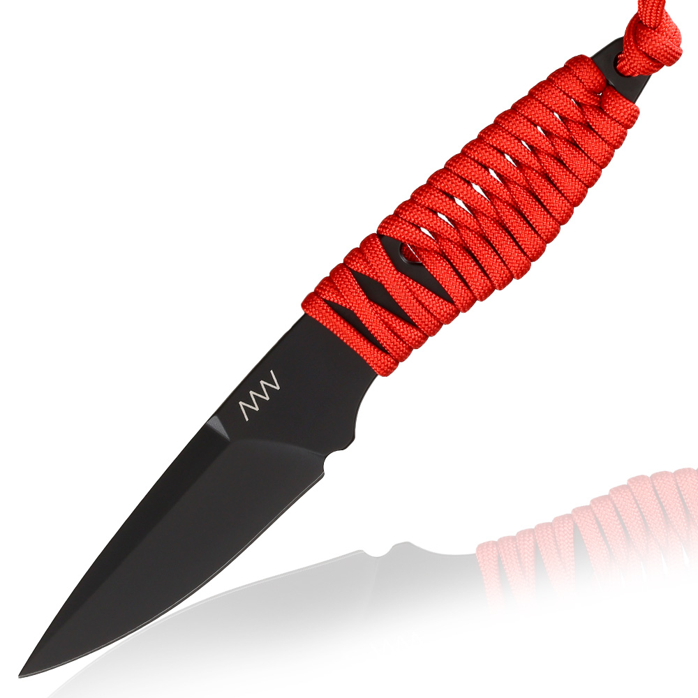 ANV Knives Neck Knife P100 Sleipner Stahl Cerakote schwarz/rot inkl. Kydex Scheide