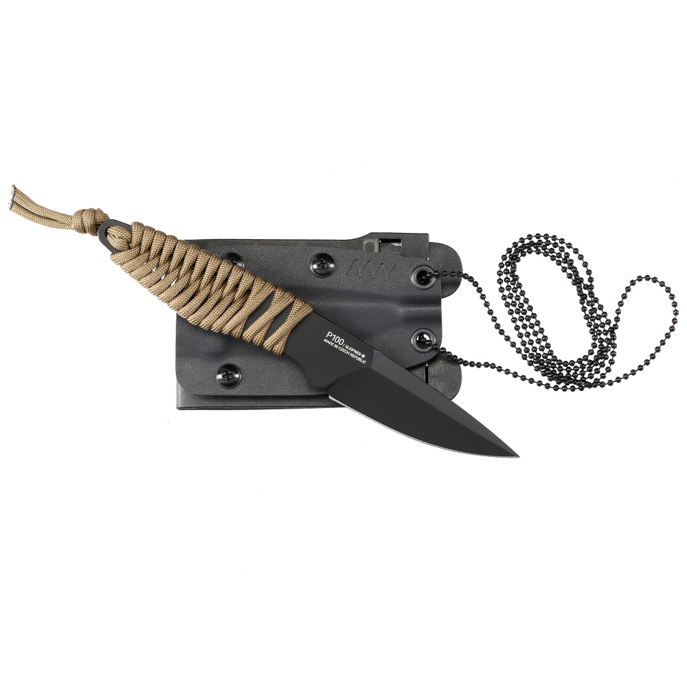 ANV Knives Neck Knife P100 Sleipner Stahl Cerakote schwarz/coyote inkl. Kydex Scheide Bild 1