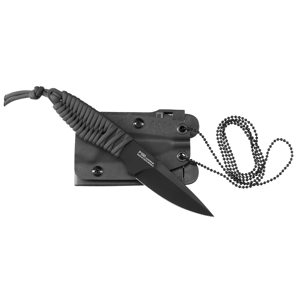 ANV Knives Neck Knife P100 Sleipner Stahl Cerakote schwarz/grau inkl. Kydex Scheide Bild 3